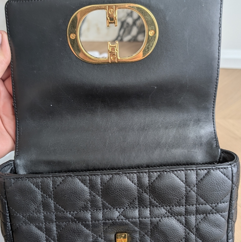 Dior Caro Small Black and Gold Quilted Chain Bag - Picture 7 of 12